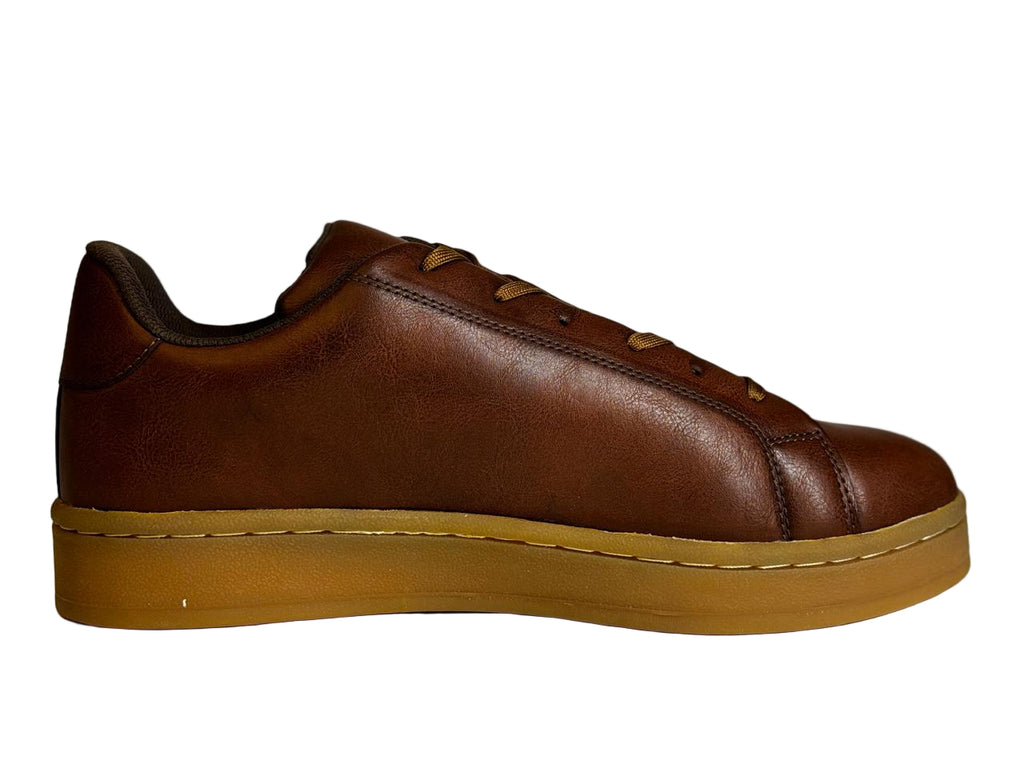 Casual Brown Synthetic Leather Sneakers